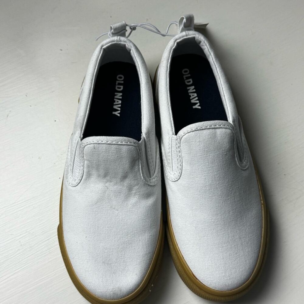 Old Navy Kids White Canvas Slip On Sneakers Sz 12